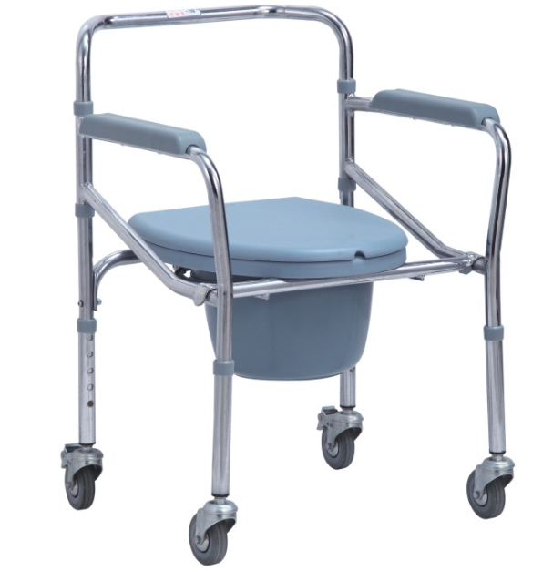 Medical Drop Arm Commode Shower Chair With Wheels FC696
